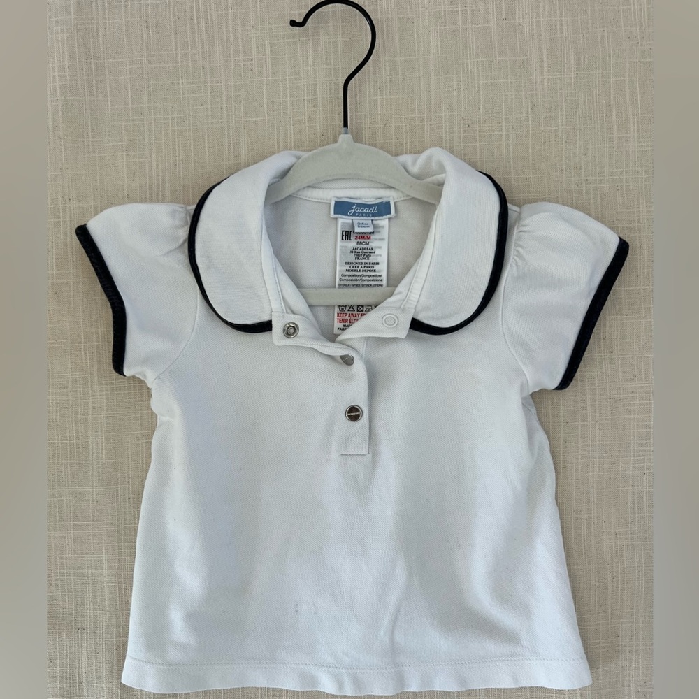 Jacadi White and Black Polo Shirt Classic Design
